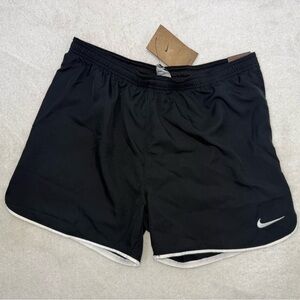 Nike NWT Athletic Dri-Fit Slim Fit‎ Shorts Black White Trim Nike Swoosh Logo